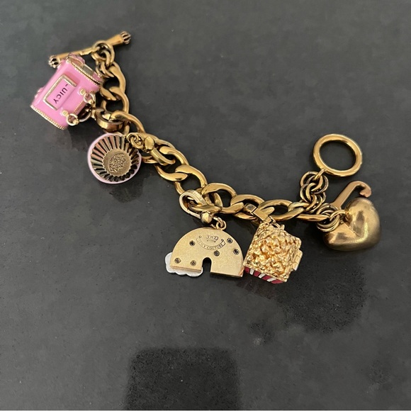 Juicy Couture Gold Charm Bracelet with Pink and Rainbow Accents - Picture 3 of 3